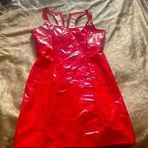 Red patent leather dress